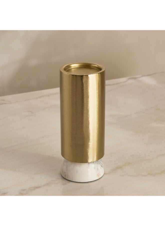 Home Box Decorative Pillar Candleholder - Gold and Marble - Image 2